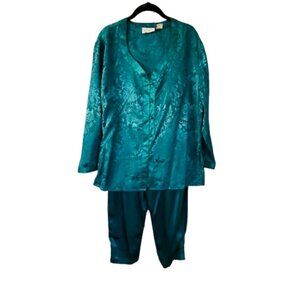 Victoria's Secret Vintage Gold Label Jacquard Floral Satin Pajamas Small